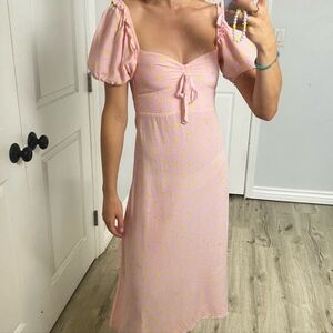 NWT Faithfull the Brand Juniper Pink Luda Floral Midi Dress | Sz 6